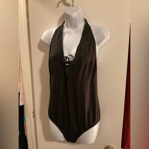 Cacique Black Halter One Piece Bodysuit